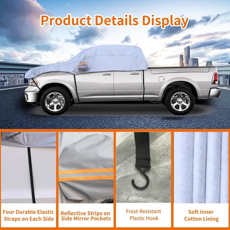 AltoCover Truck Car Cover Top for Crew Cab Pickup, Half Cover Sunproof Waterproof Windproof Protector for Extended Cab Trucks - Image 4
